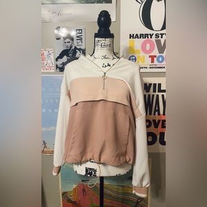 Zara Neutral Block Hooded Quarter Zip